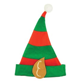 HENBRANDT Adult Christmas Elf Hat with Pointy Ears One Size Striped Green and Red Felt Elf Hat Xmas Party Novelty Hat Fancy Dress Costume Accessory for Men and Women