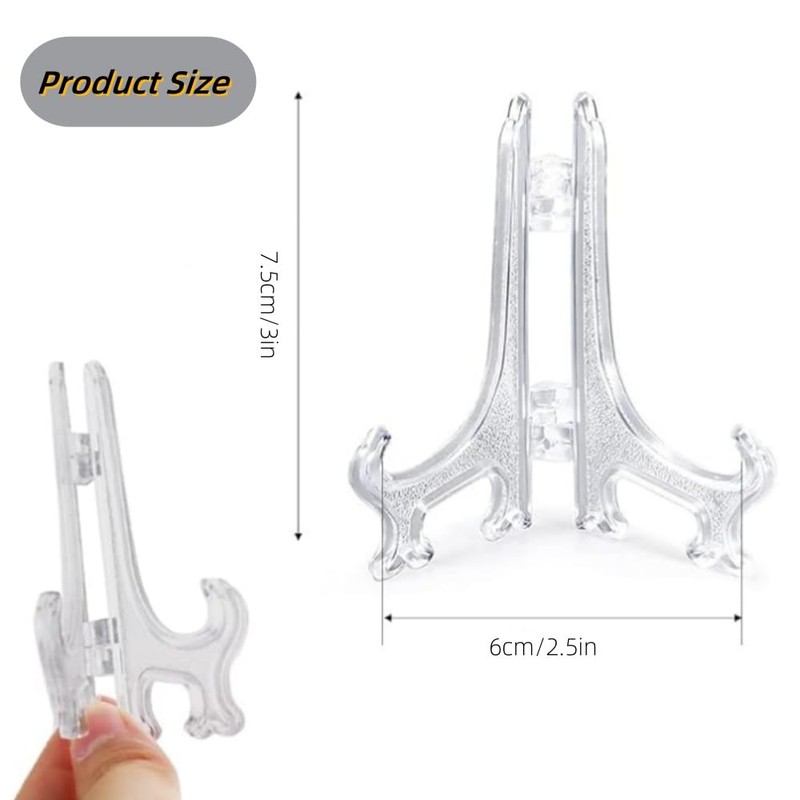 60 Pcs Mini Clear Plastic Easel Display Stands,3Inch Clear Plate