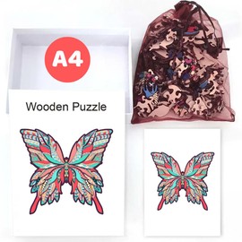 Home Melody Holzpuzzle Schmetterling | A4 Größe 29,7 x 21 cm | 180+ Teile | Wooden-Puzzle Butterfly Tier in Geschenk-Box | Erwachsene Kinder-Geburtstag Junge Mädchen | Holz-Puzzle einzigartige Form