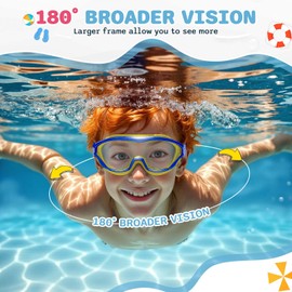 Zoomsnail Kids Swim Goggles 2 Pack, Anti-Fog Anti-UV Wide View Swimming Goggles for Kids Boys & Girls Age 3-14 (Yellow & Pink)