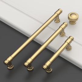 Amerdeco 10 Pack Champagne Bronze Cabinet Pulls 5 Inch(128mm) Hole Center Heavy Duty Solid Kitchen Cabinet Handles Drawer Pulls ZH0090