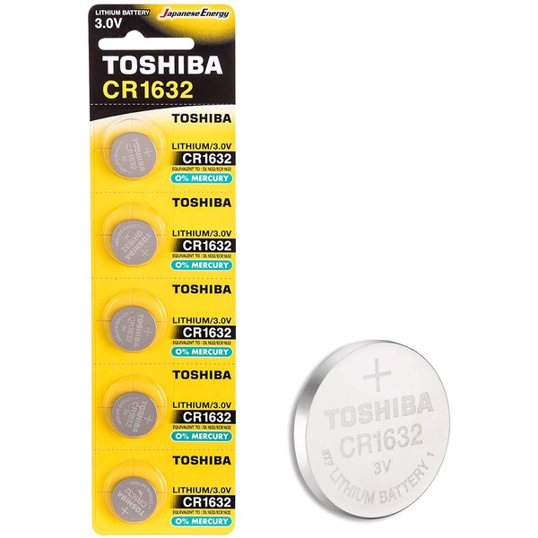 Toshiba CR1632 3V Lithium Coin Cell Battery Pack of 5