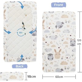 Baby Cot Bed Fitted Sheets 120 x 60 100% Cotton - Hypoallergenic Toddler Bed Sheet Fully Elasticated Skirt Breathable Easy Care - Junior Bed sheets Pack of 2