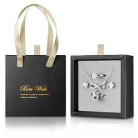 Aucuu Jewelry Gift Box, Portable Drawer Jewelry Box, Bracelets, Jewelry, Earrings and Necklace Gift Boxes, with Ribbon Handle, Packaging Box for Birthday, Wedding, Anniversaries, Valentine's Present