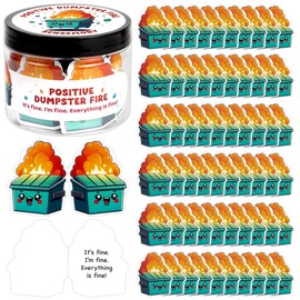 60 Positive Dumpster Fire Cards Jar, Emotional Support Dumpter Fire Desk Accessories, Affirmation Cards for Teens, Inpirational Gifts for Women,Tween Girls, Teen Girl Gifts Trendy Stuff