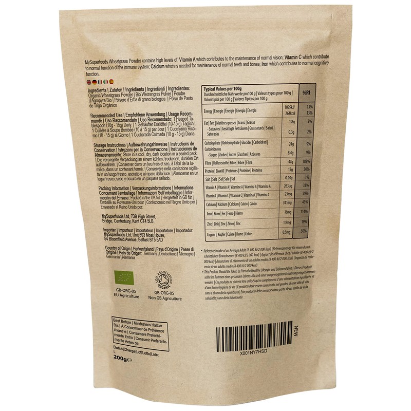 MySuperfoods Organic Wheatgrass Powder 200g, High Chlorophyll Content