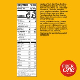Fiber One Honey Clusters Breakfast Cereal, Fiber Cereal Made with Whole Grain, 17.5 oz