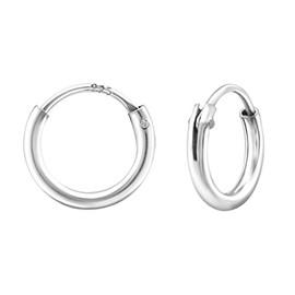 Small Hoop Earrings - 925 Sterling Silver (Tiny Plain Sleeper)