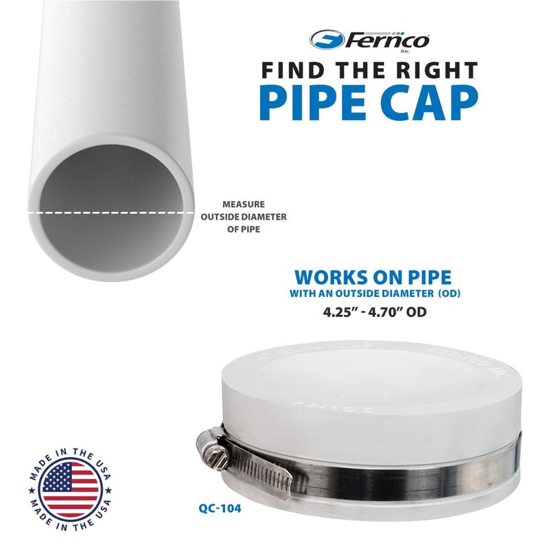 Fernco QC-104W 4-in. Qwik Cap Flexible PVC Pipe Cap Drain