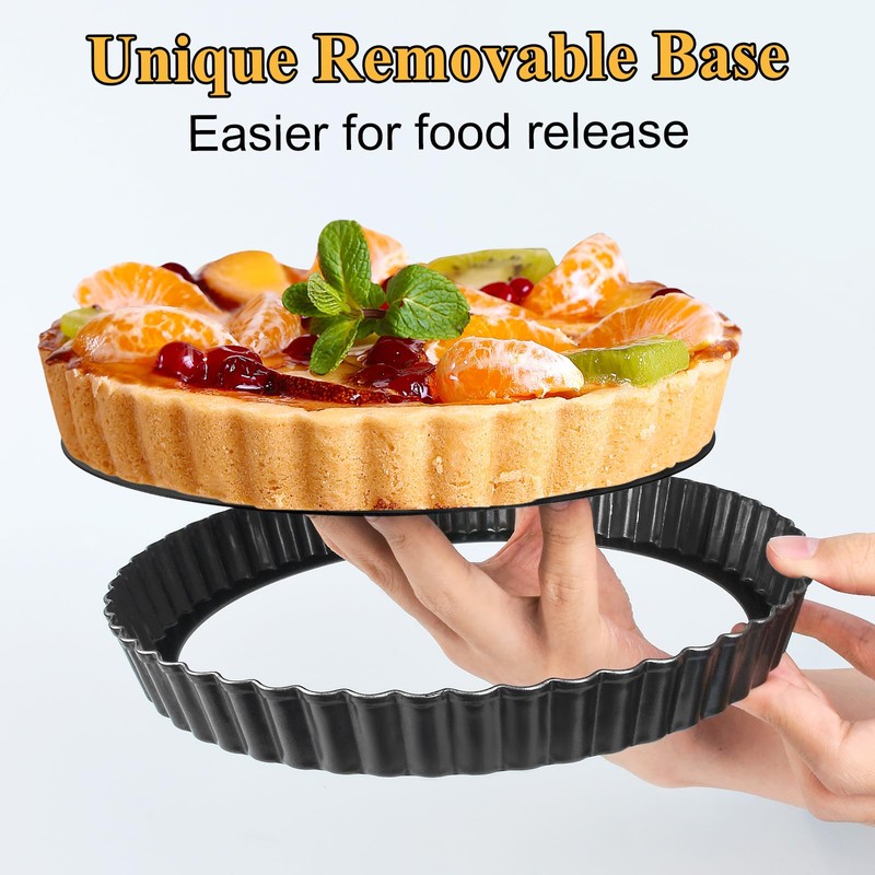 SEGNAYEN Tart Tin, 24cm Quiche Pan with Loose Base, Non-Stick