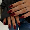 SXVME Uñas postizas cuadradas largas en rojo burdeos con pegamento