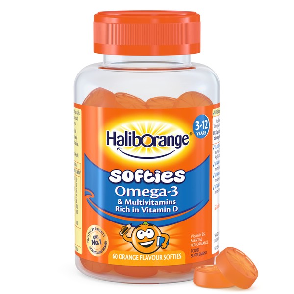 Haliborange Kids Vitamins Omega-3 and Multivitamin Orange Softies, Pack of