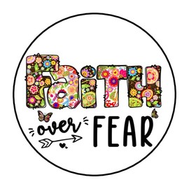 30 Pcs Faith over Fear Stickers Favor Labels Tags Envelope Seals Stamps 1.5" Round Sticker for Packages Small Business Cards Letters Gifts Boxes, Religious