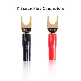 MEIRIYFA Y Plug Connector - 8 Pcs Y Spade Gold Plated U Fork Connector (Red and Black)
