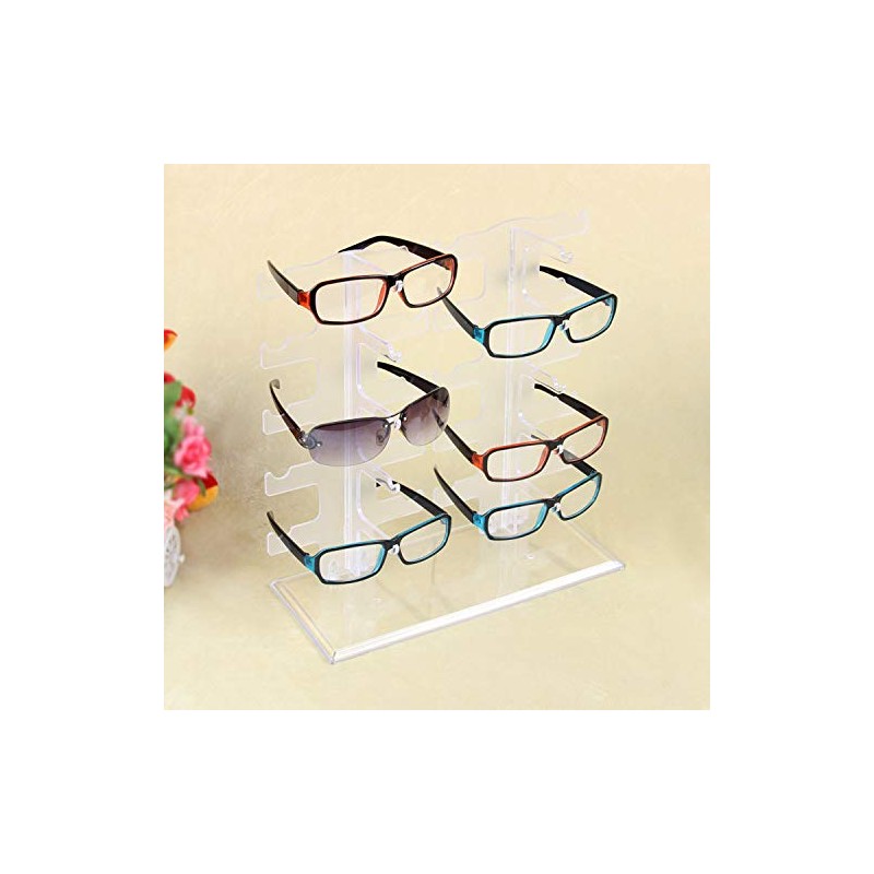 POFET Acrylic 10 Pairs Sunglasses Organizer Double Row Sunglasses Rack