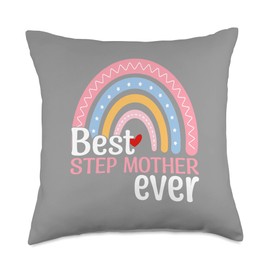 Cute Boho Rainbow Gifts For Mothers Day Best Stepmother Ever Throw Pillow
