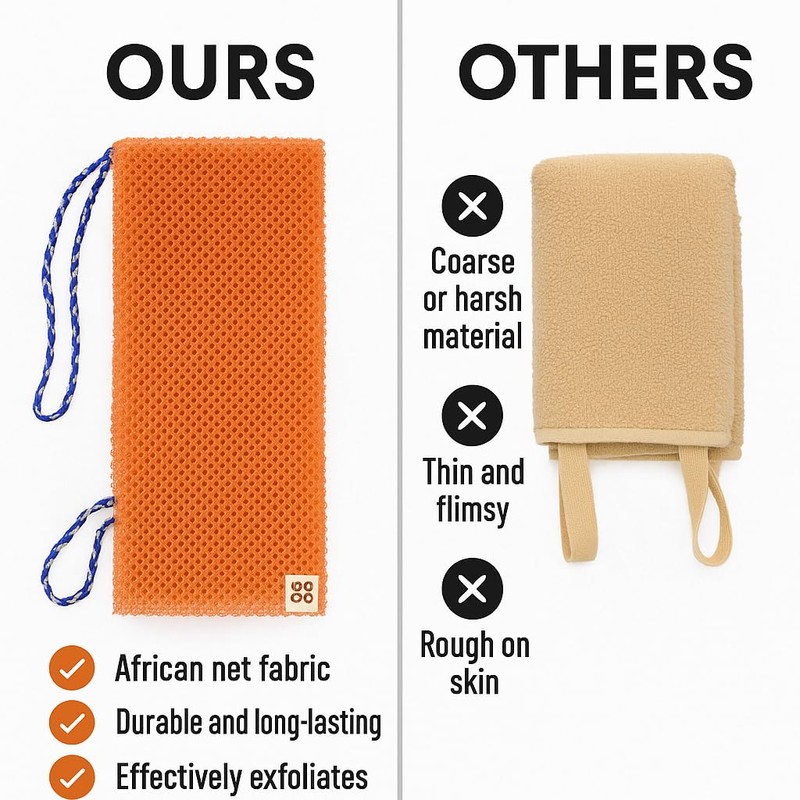 Safarinet African Mesh Sponge, Extra Long Exfoliating Bath Scrub for