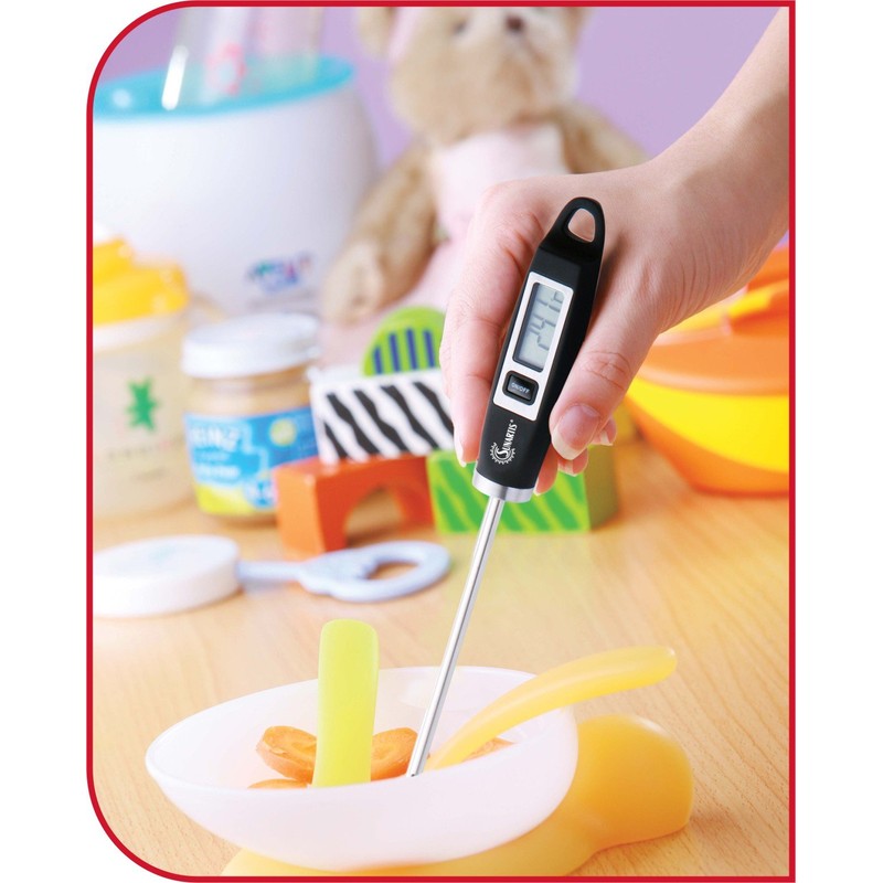 Sunartis 5-1015 Kuechen-Thermometer Soßen, Braten, Babykost, °C/°F-Anzeige, Silikon, Schwarz