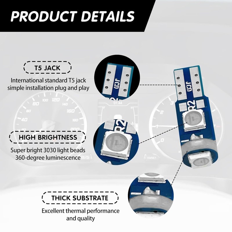Damwot 74 Led Bulb Dash Lights Super Bright, T5 37