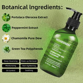 Hydrating Facial Cleanser Set Gel Cleanser Daily Cleansing Foam & Makeup Remover Gentle Face Wash Non-Comedogenic Green Tea & Chamomile For Normal To Dry Skin & Sensitive Skin 10.1OZ (300ml)