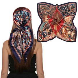 EXTREE Women's 35 inch Fashion Headscarf Silk Satin Scarf for Hair Wrapping at Night Bandana Square Scarf for Sleeping