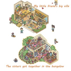 Large 5.0 Miniature Scene Stickers – Cartoon 3D Layered DIY Collage Decals for Scrapbooking, Handcrafts, & Stress Relief – 3D Stackable Scene Decoration (Best Friend Birthday Party)