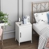 Steehoom Nightstand with 1 Door, Metal Side Table with Wooden