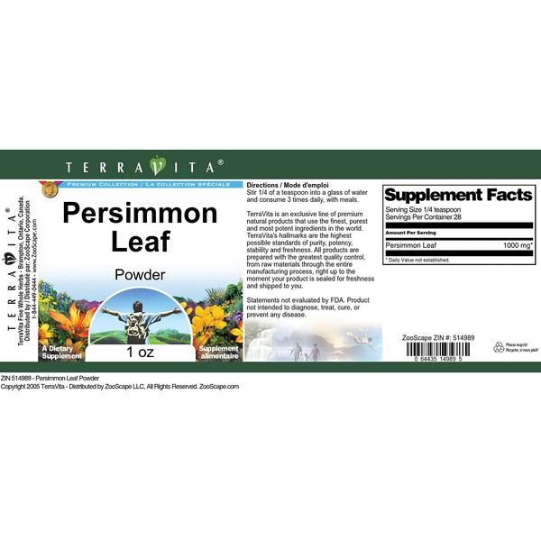TerraVita Persimmon Leaf Powder (1 oz, ZIN: 514989)