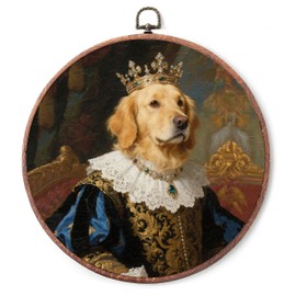 10" Vintage Round Canvas Wall Art Decor - Neutral Tone Vintage Animal Print Canvas Framed Wall Art,Pet Round Hanging Decor - Applies To Bedroom Home Living Room Decoration Or As A Gift - A03