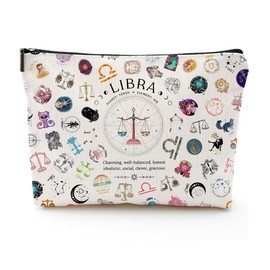 XYZONE Cosmetic Bag, Zodiac Themed Travel Makeup Bags, Birthday Gifts for Women & Astrology Lovers, As shown in the picture, Libra