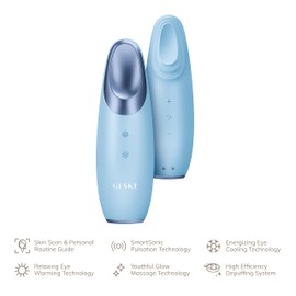 GESKE SmartAppGuided™ Warm & Cool Eye Energizer, 6 in 1, Eye Massager, Anti-Dark Circles Massager, Remove Bags and Slip-on Eyelids, Electric Eye Massage