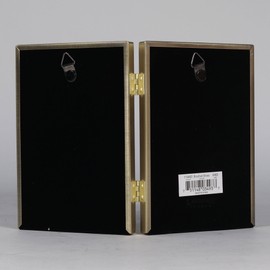 Lawrence Frames Doppel-Bilderrahmen mit Scharnier, 10,2 x 15,2 cm, Antik-Messing – Perlenbordüre