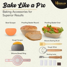 Silicone Banneton Basket Complete Set - Easy to Use Sourdough Proofing Basket - Proofing Bowls for Sourdough Bread - Dishwasher Safe Banneton Bread Proofing Baskets for Sourdough