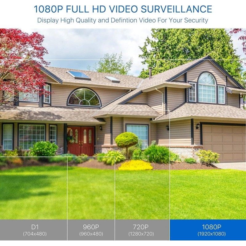 4 Outdoor WiFi Security Cameras 1080P Wireless with Night Vision
