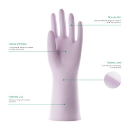 COOLJOB Rubber Cleaning Gloves, 3 Pairs Reusable Scented Household Gloves, Non-Slip Waterproof Latex Gloves for Kitchen, Dishwashing, Laundry, Pink, Green, Purple (3 Pairs S)