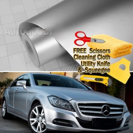 AUTOGOODY 120"x60" Satin Matte Chrome Metallic Silver Vinyl Film Wrap Sticker Bubble Free