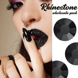 2880pcs SS10 2.8mm Black Nail Flatback Rhinestones bulk Nail Art Round K9 Glass Gems Beads Stones Diamonds Glitter Black Nail Charms Jewels for Nails Design Accessories Crafts Eye Makeup Clothes Shoes