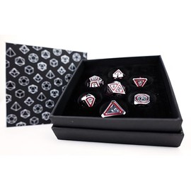 Let's Play Games LPG Dice Set - Metal RPG Concentric Black/Red/Silver