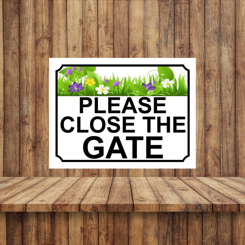 Shawprint PLEASE CLOSE THE GATE METAL SIGN FLOWER THEME 200MM