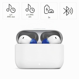 Hama Bluetooth Headphones (Wireless, TWS Headphones, Active Noise Cancelling, Earbuds with Charging Station, ENC, In-Ears, USB-C Fast Charging, Bluetooth Headset, App/Voice Control, Touch Control) White