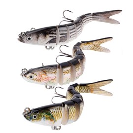 Balifly Robotic Topwater Bass Fishing Lures 8 Segments Swimbaits Bionic Fishing Lure for Saltwater Freshwater for Trout Walleye Bass Pike 5.32in/0.88oz 3pcs FS/YE-02(B)