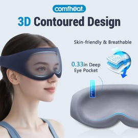Comfheat 3D Cooling Sleep Mask Blackout Gel Eye Mask for Cold Hot Compress, Cooling Weighted Eye Mask for Sleeping, Zero Eye Pressure, Ice Cold Pack, Cold Compress for Puffy Eyes