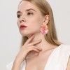 GUOXIAOMEI Chiffon Acrylic Rose Petal Earrings Dangle Exaggerated Flower Earrings
