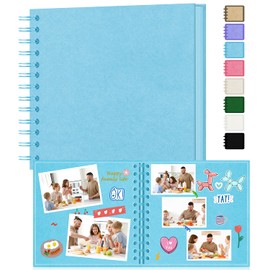 EJBLFE DIY Scrapbook Album, Hardcover Kraft 7x7 inch 40 Pages Scrap Book Photo Album with Metallic Pen for Family Memory Book, Wedding Anniversary, Tickets Etc