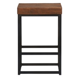 Kosas Home Reclaimed Pine & Iron Porter Counter Stool, Rustic Mahogany/Antiqued Bronze Iron