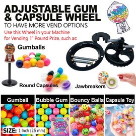 Gum Dispenser Wheel for Gumball Machines - Adjustable Gumball Wheel for Classic Gumball Vending Machine. Gum & Round Candy Wheel - Capsule & Bouncy Ball Wheel Gumball Machine Replacement Part - New