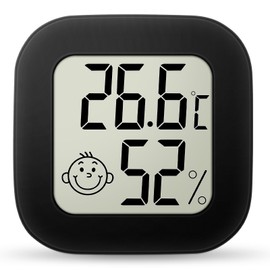 Ainiv Digital Hygrometer Indoor Thermometer, Mini Room Thermometer with LCD Display and Face Lcons, Humidity Gauge with Temperature Humidity Monitor for Bedroom, Baby Room, Warehouse, Cellar, Car