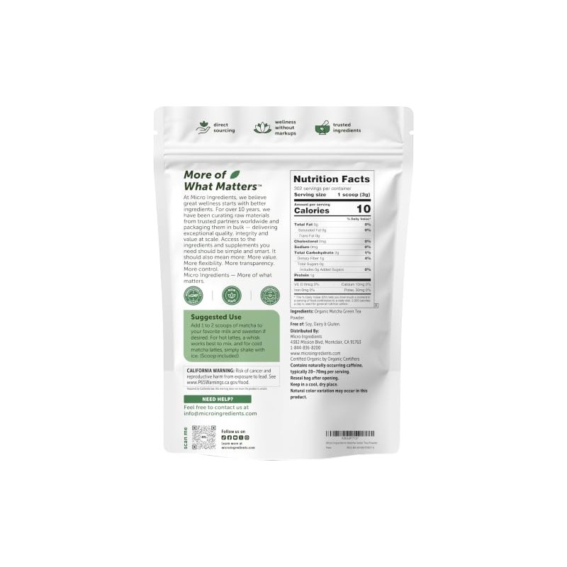 Organic Culinary Grade Matcha Green Tea Powder - 2 lb