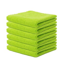 Pack of 12 Microfibre Cleaning Cloths 25 x 25 cm Yellow All-Purpose Cloths Soft Cleaning Cloth Microfibre Cloths Absorbent Kitchen Towels Tea Towels Lint-Free Washable Cleaning Cloths for Home Car