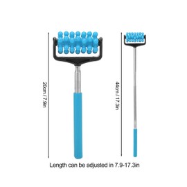 Telescopic Portable Muscle Roller Blue- Non-Slip Grip Massager with Adjustable Back Head for Relaxation - Perfect Back Massager for Men and Women